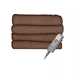 Sunbeam Velvet Soft Plush Heated Throw Blanket Various Colors Size: 50 x 60 3 Heat Setting Remote Control Auto Off (Cocoa (Beige/Tan/Brown))