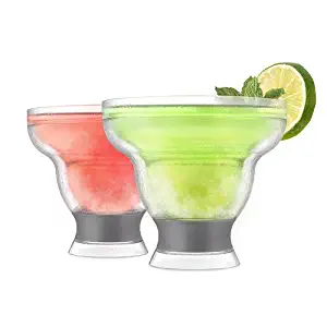 Host 3308 Freeze Stemless Margarita, Insulated Frozen Cocktail Plastic Glass Set of 2 Cups, 12 oz, Grey