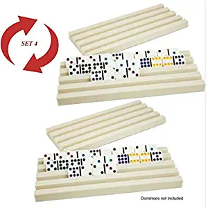 Dominoes Holder Tray - Mexican Train Domino Accessories - 4 Set of Four Plastic Domino Trays - Ideal for Mexican Domino Train Mahjong and Other Games Game Tile Number Number 12 15 Ideal for Mexican D