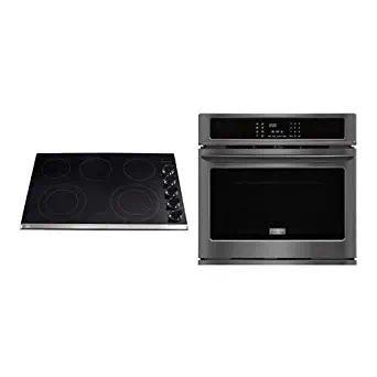 Frigidaire Gallery 2-Piece Black Stainless Steel Kitchen Package wtih FGEW3065PD 30" Single Wall Oven and FGEC3067MB 30" Electric Cooktop
