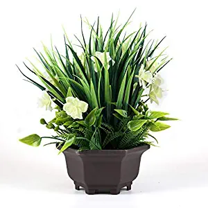 Binnny Flower Artificial Potted Plants with Gardenia Flowers for Farmhouse Home, Office, Indoor and Outdoor Decor 10 Inch