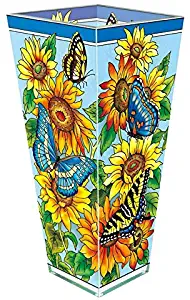 Amia Butterfly and Sunflower 9 Inch Glass Vase (42498)