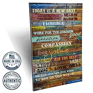 Marla Rae Inspirational Quotes Wall Art - Today is a New Day 12 x 18 (Earth Tones)