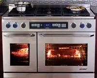 Dacor ER48DSCH/NG Discovery 48" Freestanding Dual Fuel Range with Natural Gas 6 Sealed Gas Burners 2.6/4.6 cu. ft. Self-Cleaning Convection Ovens: Stainless Steel with Chrome