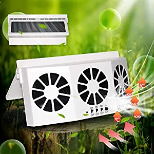 Newest Solar Powered Car Ventilator, Solar Powered Car Exhaust Fan, Car Radiator,Eliminate The Peculiar Smell Inside The Car and Can Be Used for General Types of Cars(White)