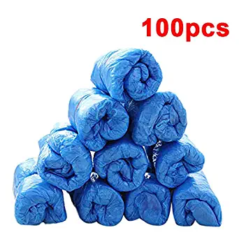 RONGYE 100 Pcs Disposable Plastic Waterproof Boot Covers Overshoes Shoe Covers Wear Resistant to Protect Carpets Floors