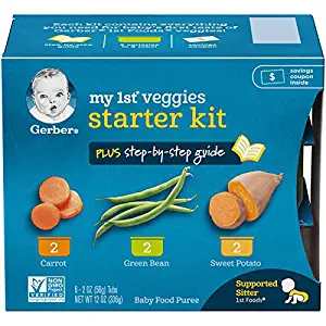 Gerber Purees My 1st Vegetables, Box of 6 2 Ounce Tubs (Pack of 2)