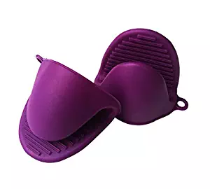 Axe Sickle Oven Mitts 2pcs Silicone Heat Insulation Silicone Oven Gloves Cooking Mitts Pinch Grips Kitchen Heat Resistant Gloves, (Purple)