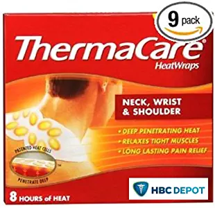 ThermaCare Air-Activated Neck, Shoulder and Wrist HeatWraps, Powerful Pain Relief Plus Deep Tissue Relaxation - NEW shape for improved fit - 9 HeatWraps