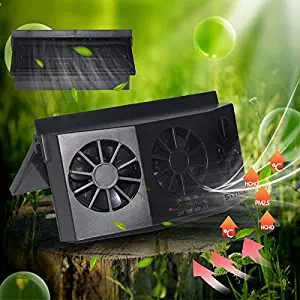 STYLOOC Solar Powered Car Window Windshield Auto Air Vent Fan Auto Ventilator System,Exhaust Fan Vehicle Radiator Vent with Ventilation(Black)