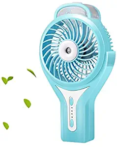 TheCoolCube Portable Handheld USB Mini Misting Fan with Personal Cooling Humidifier, Rechargeable Battery Water Spray Fan for Music Festival Blue