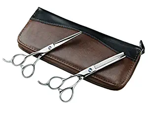 LILYS PET LEFT-HANDED Professional Barber Razor Edge Hairdressing Scissors and Hair Thinning Scissors/Shears Set (6")