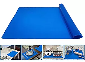 Silicone Baking Mat for Dough Rolling Pastry Fondant Mat Large Nonstick and Nonskid Heat Resistent, Countertop Protector, Dining Table Mat and Placemat 20'' by 16''(Without Measurements, Blue)