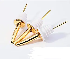 Wine Pourers - Gold Color Stainless Steel Bottle Caps Liquor Spirit Pourer Free Flow Mixer Wine Pour Spout Stopper - Aerators Drip And Disc No Animals Stoppers Oz