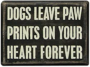 Primitives by Kathy Classic Box Sign, 4" x 3", Dogs Leave Paw Prints