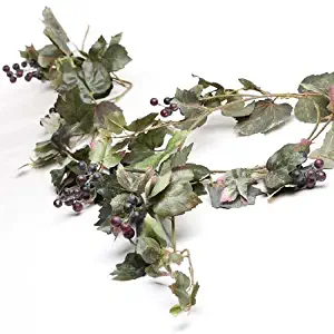 Tuscany Artificial Grape Leaf and Mini Grape Bunch Garland for Home Decor, Embellishing and Crafting