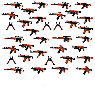 koolfigure 40+ Pieces of WW2 Guns Weapons Pack Designed for Army Minifigures, Painted Mini Rifle Guns, Snipers, Gun Rack for 2.5" Military Figs, Building Blocks Toy Accessories