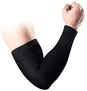 ACELIST 1 Pair Shooter Arms Sleeves UV Cooling Protection Copper Elbow Compression Sleeve Arm Supports for Men - Black XL