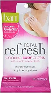 Ban Total Refresh Cooling Body Cloths, Enliven, 10 Count