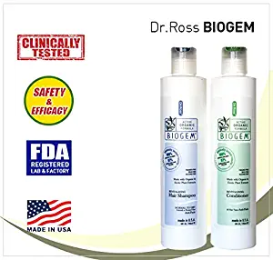 Dr ROSS' BIOGEM Clinically Proven Hair Loss Hair Care Set: Shampoo, Conditioner 10 Ounces for Normal Scalp Safety, Efficacy Test 100 Percent Stopped Balding by FDA, QVC Certified Lab