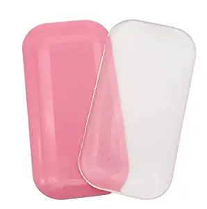 DNHCLL 2 PCS Reuseable Eye Lashes Pads Pallet Stand, Rectangle Soft Silicone Eyelash Extension Pad Eye Lash Glue Stand Tray Holder(Pink and Clear)