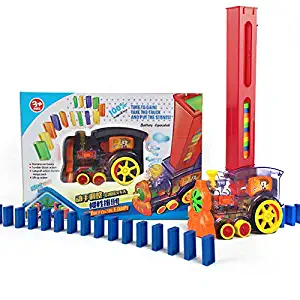 Domino Train, 80pcs / Set Colorful Domino Train Toy Car Truck Vehicle with Lights Sound for Kids Child, Gift for Christmas, Birthday, Celebrations