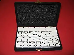 Macpag Personalized Customize Engraved Double 6 Dominoes, Tournament Size with Spinners,Great Custom Engrave Domino Gifts Prime,Dominos Games Custom Domino