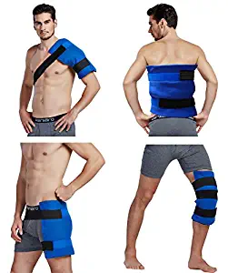 Koo-Care Large Flexible Gel Ice Pack & Wrap with Elastic Straps for Hot Cold Therapy - Great for Sprains, Muscle Pain, Bruises, Injuries - 11" x 14")