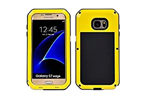Galaxy S7 Edge Case,Armor Tank Aluminum Metal Shockproof Military Heavy Duty Protector Cover Hard Case for Samsung Galaxy S7 Edge rotector Cover Hard Case for G9350 (yellow)