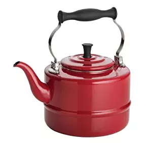 BonJour Tea Enamel-on-Steel Gooseneck Teapot / Teakettle, 2-Quart, Red