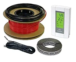 HeatTech 100 sqft Cable Kit Electric Radiant Floor Heating Cable Set, Floor Warming 120V, 400ft long, with AUBE Digital 7-day Programmable Floor Sensing Thermostat