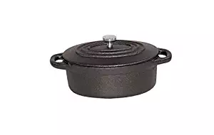Paderno World Cuisine 0.42-Quart Oval Cast-Iron Casserole, Black