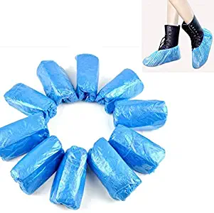 FDGBCF 100 pcs Plastic Disposable Shoe Covers Rainy Day Carpet Floor Protector Thick Cleaning Shoe Cover Blue Waterproof Overshoes