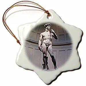 rfy9u7 3-Inch Porcelain Snowflake Decorative Hanging Ornament, Michaelangelos David Statue