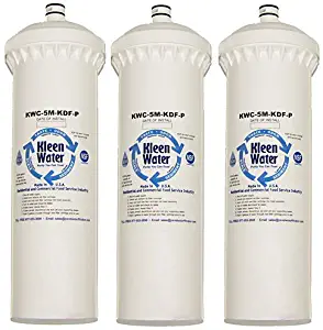 3M Cuno Aqua-Pure CFS8112-S Compatible Filter, KleenWater KWC-5M-KDF-P Replacement Carbon Water Filter Cartridge, Polyphosphate Scale Inhibitor, Set of 3