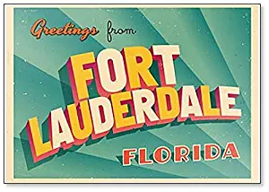 Vintage Touristic Greeting Illustration From Fort Lauderdale, Florida Fridge Magnet