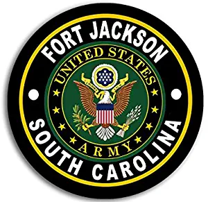 American Vinyl Round Fort Jackson Army Base Sticker (Logo Insignia Emblem sc)