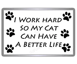 I Work Hard, So My Cat Can Have A Better Life – Fridge Magnet (Large: 90x60mm)