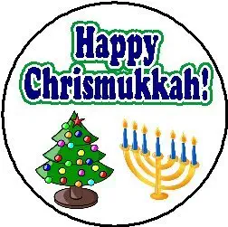 Happy Chrismukkah ! (Tree & Menorah) MAGNET - Christmas Hanukkah