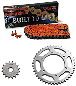 Volar O-Ring Chain and Sprocket Kit - Orange for 2006-2018 Kawasaki Ninja 650R EX650