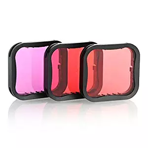 SOONSUN 3 Pack Dive Filter for GoPro Hero 5 6 7 Black Super Suit Dive Housing - Red,Light Red and Magenta Filter - Enhances Colors for Various Underwater Video and Photography Conditions