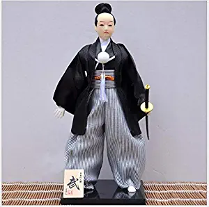 Heartrace Ancient Japanese Traditional Vintage Samurai Soldier Ninja Doll Figurine Statue Artwork Handiwork Birthday (Stripe Trousers)