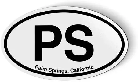 PS Palm Springs California Oval - Flexible Magnet - Car Fridge Locker - 3.5"