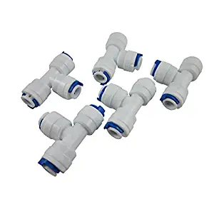 TmallTech 1/4" 3-way Union Tee Quick Connect Push Fit RO Water Reverse Osmosis Filter (Pack of 5)