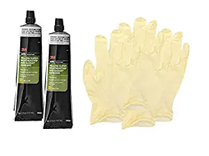 3M Yellow Super Weatherstrip and Gasket Adhesive Tube (5 oz) Bundle with Latex Gloves (6 Items)