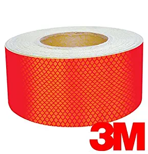 3M High Intensity Gloss Red Adhesive Diamond Reflective Vinyl 12 Inch Tape 2-Roll Pack (2 Inch x 24 Inch)