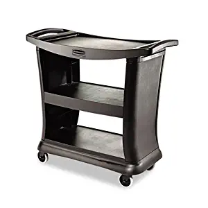 Rubbermaid Commercial Executive Service Cart, Three-Shelf, 20-1/3w x 38-9/10d, Black