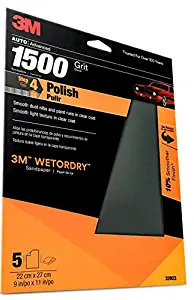 3M Wetordry Sandpaper, 32023, 1500 Grit, 9 in x 11 in, 5 per pack