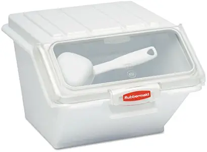 Rubbermaid Commercial ProSave Shelf-Storage Ingredient Bin w/Scoop, 11 3/4w x 15d x 8 1/2h, White - Includes one each.