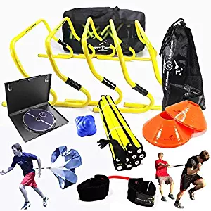 New Team Speed Agility & Quickness Training Kit with Instructional DVD | High School & College | Football, Soccer, Basketball, Baseball, Supports All Sports | Hurdles, Ladder, Power Resistor, More!